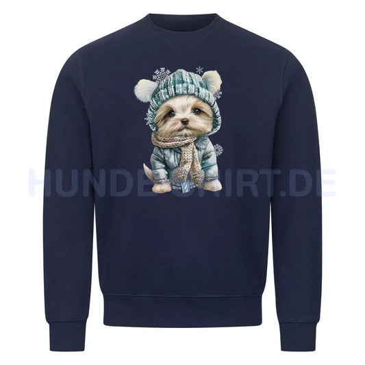 Premium Sweatshirt "Maltipoo - Winter" Navy Blue – hunde-shirt.de