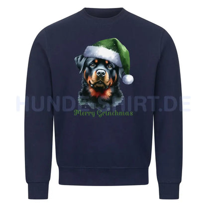 Premium Sweatshirt "Merry Grinchmas" Navy Blue – hunde-shirt.de