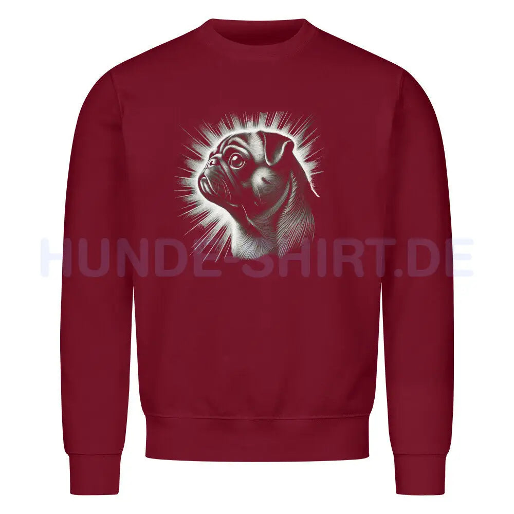 Premium Sweatshirt "Mops - Shine" Burgunder – hunde-shirt.de