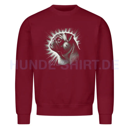 Premium Sweatshirt "Mops - Shine" Burgunder – hunde-shirt.de