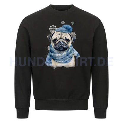 Premium Sweatshirt "Mops Winter" Schwarz – hunde-shirt.de