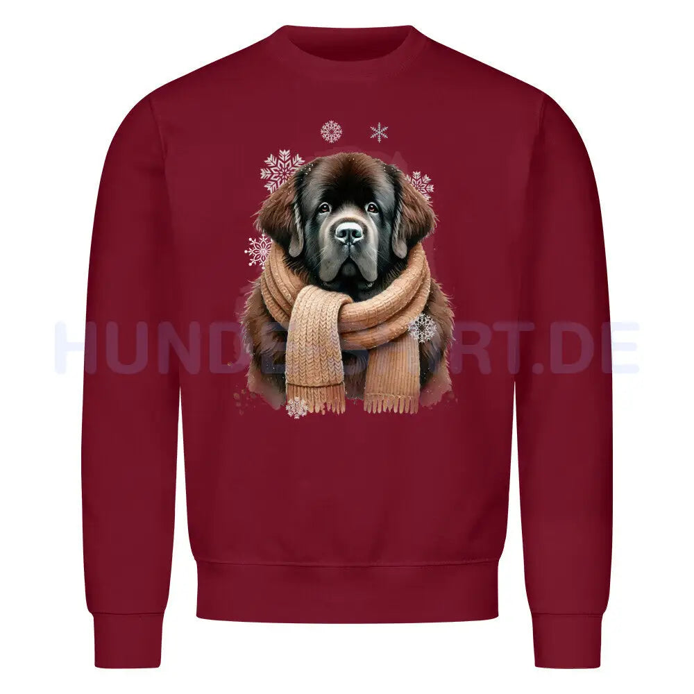 Premium Sweatshirt "Neufundländer braun Winter" Burgunder – hunde-shirt.de