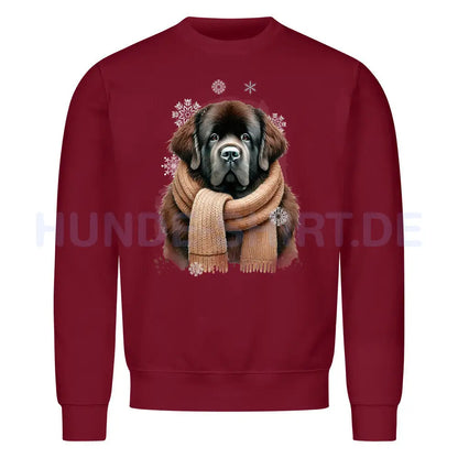 Premium Sweatshirt "Neufundländer braun Winter" Burgunder – hunde-shirt.de