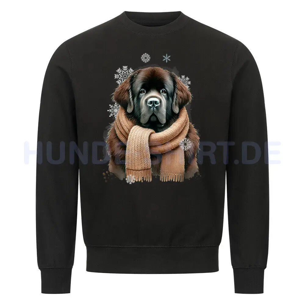 Premium Sweatshirt "Neufundländer braun Winter" Schwarz – hunde-shirt.de