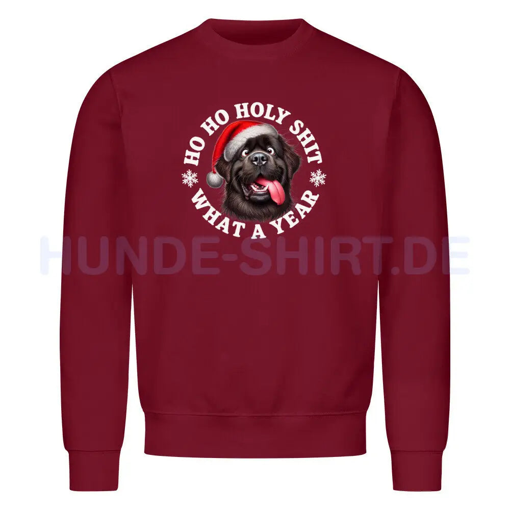 Premium Sweatshirt "Neufundländer - HO HO..." Burgunder – hunde-shirt.de