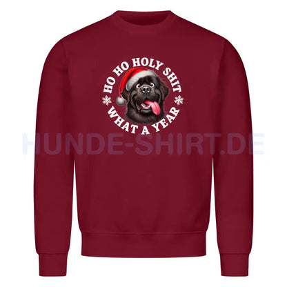 Premium Sweatshirt "Neufundländer - HO HO..." Burgunder – hunde-shirt.de