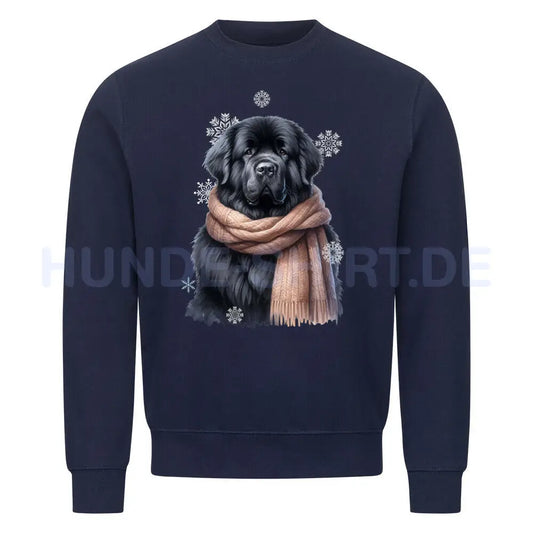 Premium Sweatshirt "Neufundländer schwarz Winter" Navy Blue – hunde-shirt.de