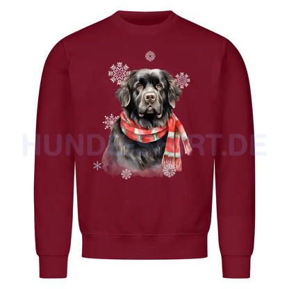 Premium Sweatshirt "Neufundländer Winter" Burgunder – hunde-shirt.de