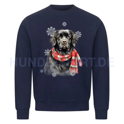 Premium Sweatshirt "Neufundländer Winter" Navy Blue – hunde-shirt.de