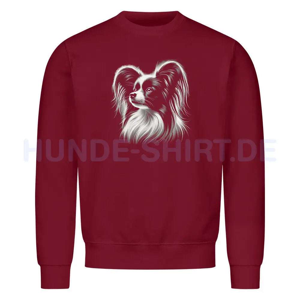 Premium Sweatshirt "Papillon - Shine" Burgunder – hunde-shirt.de