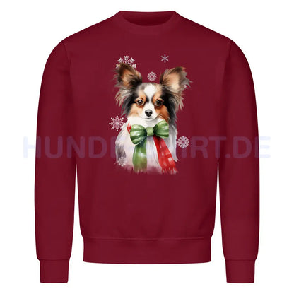 Premium Sweatshirt "Papillon Winter" Burgunder – hunde-shirt.de