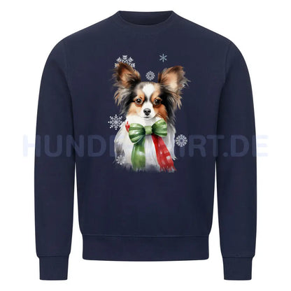 Premium Sweatshirt "Papillon Winter" Navy Blue – hunde-shirt.de