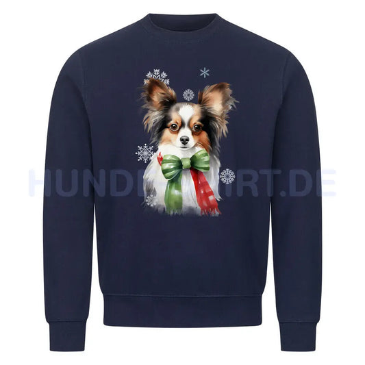 Premium Sweatshirt "Papillon Winter" Navy Blue – hunde-shirt.de