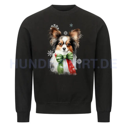 Premium Sweatshirt "Papillon Winter" Schwarz – hunde-shirt.de