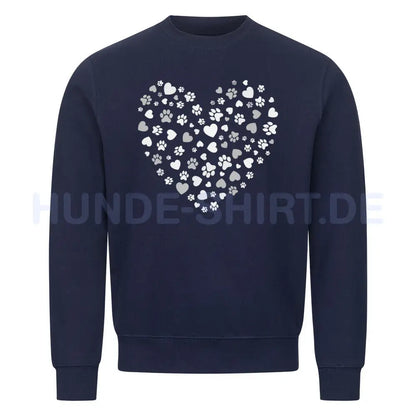 Premium Sweatshirt "PAWS & HEARTS" Navy Blue – hunde-shirt.de