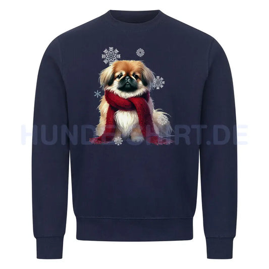 Premium Sweatshirt "Pekingese Winter" Navy Blue – hunde-shirt.de