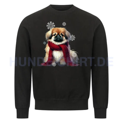 Premium Sweatshirt "Pekingese Winter" Schwarz – hunde-shirt.de