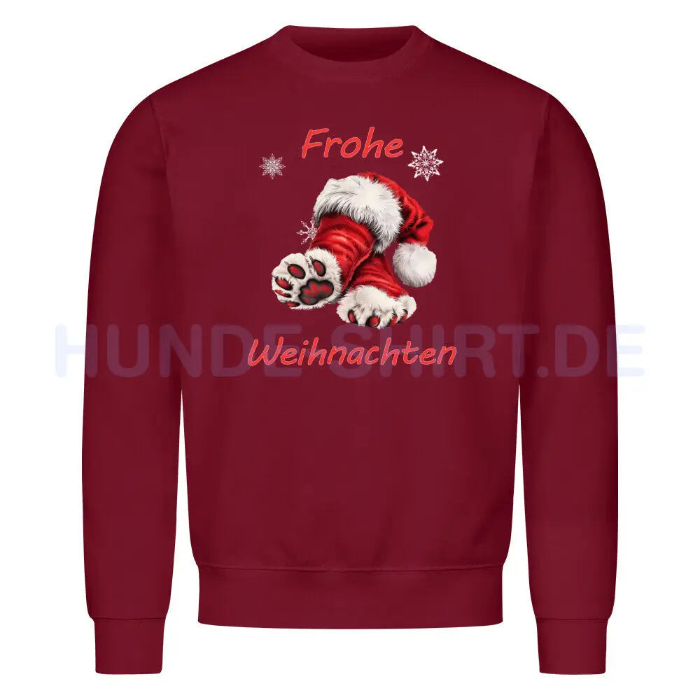 Premium Sweatshirt "Pfoten Weihnachten" Burgunder – hunde-shirt.de