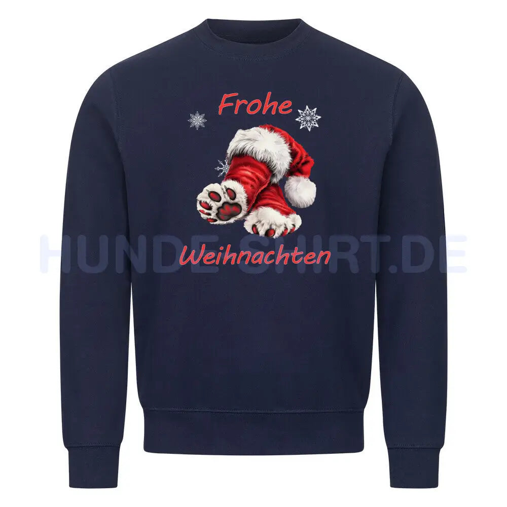 Premium Sweatshirt "Pfoten Weihnachten" Navy Blue – hunde-shirt.de