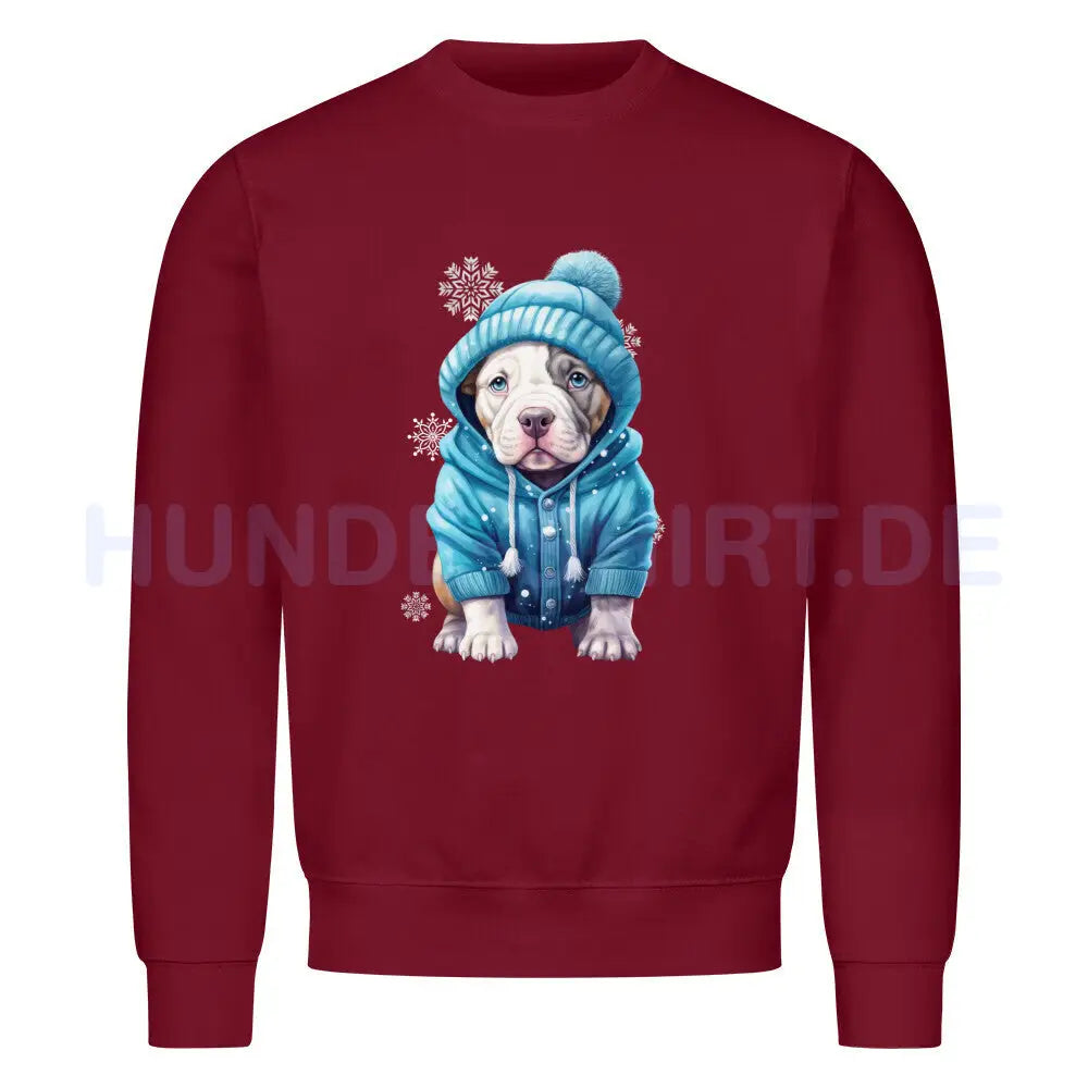 Premium Sweatshirt "Pit Bull - Frost" Burgunder – hunde-shirt.de