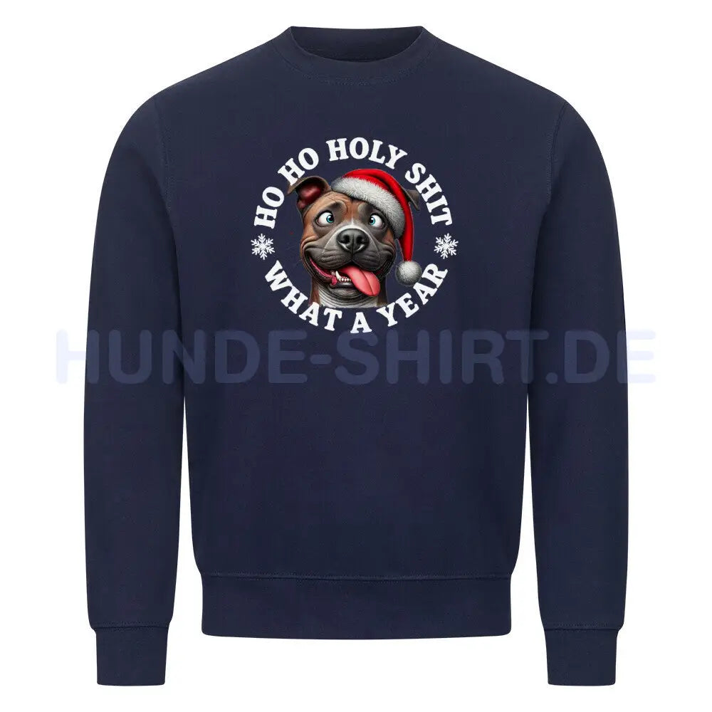 Premium Sweatshirt "Pit Bull - HO HO..." Navy Blue – hunde-shirt.de