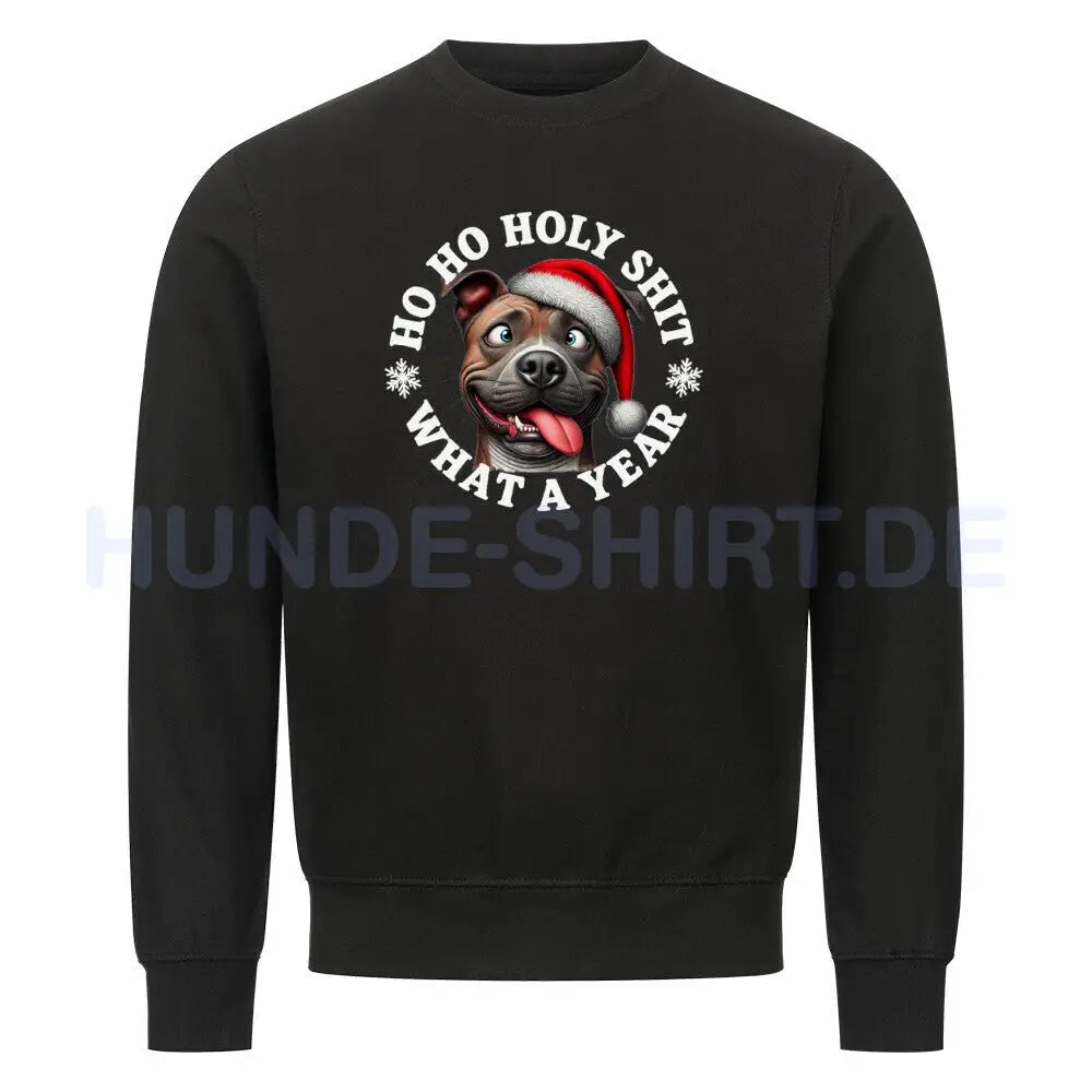 Premium Sweatshirt "Pit Bull - HO HO..." Schwarz – hunde-shirt.de