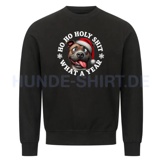 Premium Sweatshirt "Pit Bull - HO HO..." Schwarz – hunde-shirt.de