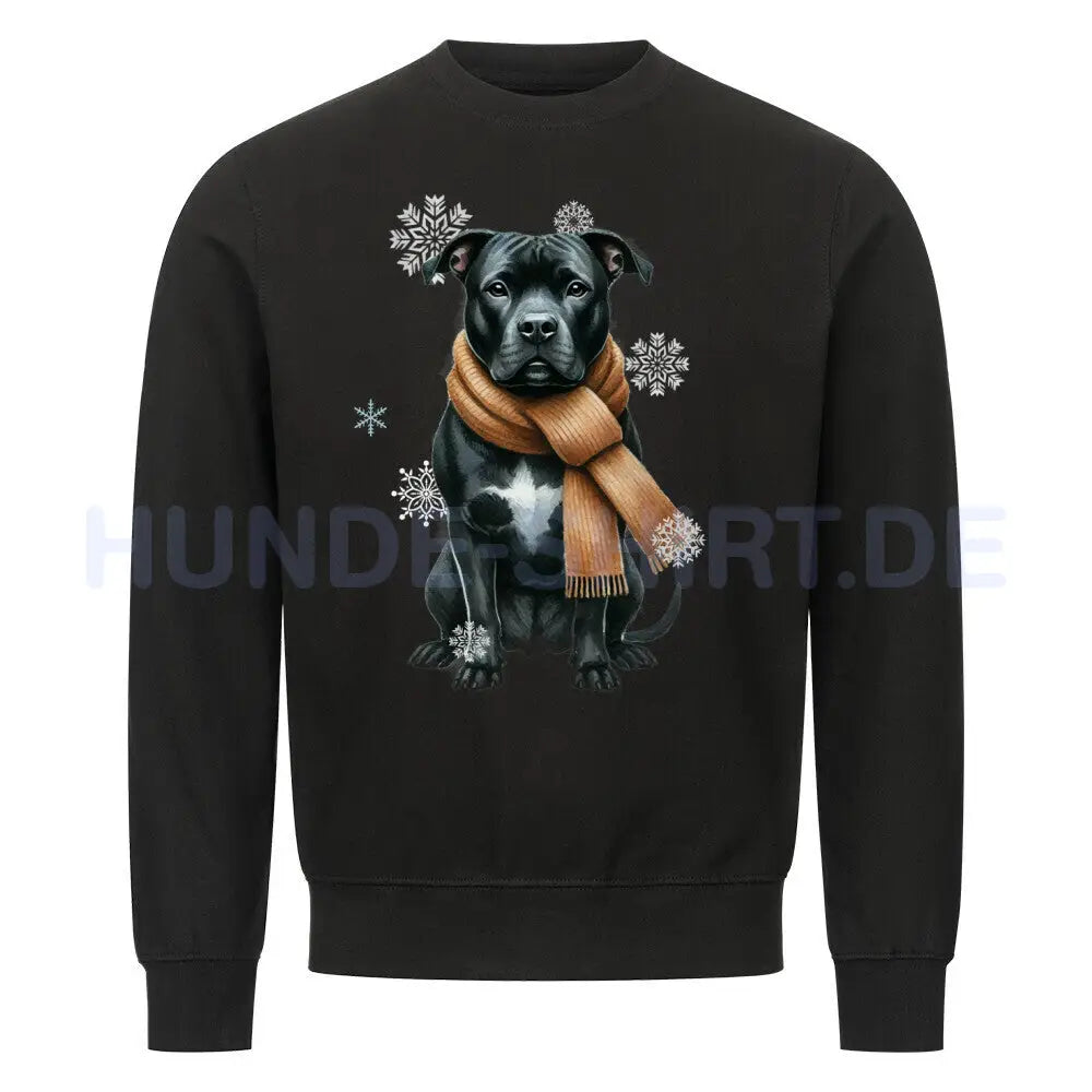 Premium Sweatshirt "Pit Bull schwarz Winter" Schwarz – hunde-shirt.de