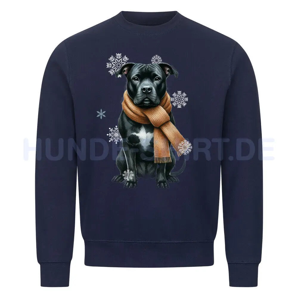 Premium Sweatshirt "Pit Bull schwarz Winter" Navy Blue – hunde-shirt.de