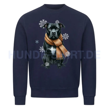 Premium Sweatshirt "Pit Bull schwarz Winter" Navy Blue – hunde-shirt.de