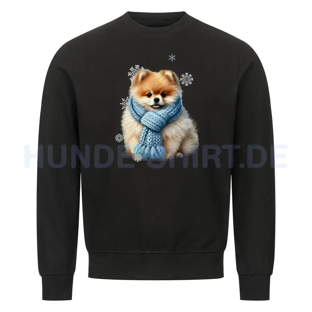 Premium Sweatshirt "Pomeranian Beige Winter" Schwarz – hunde-shirt.de