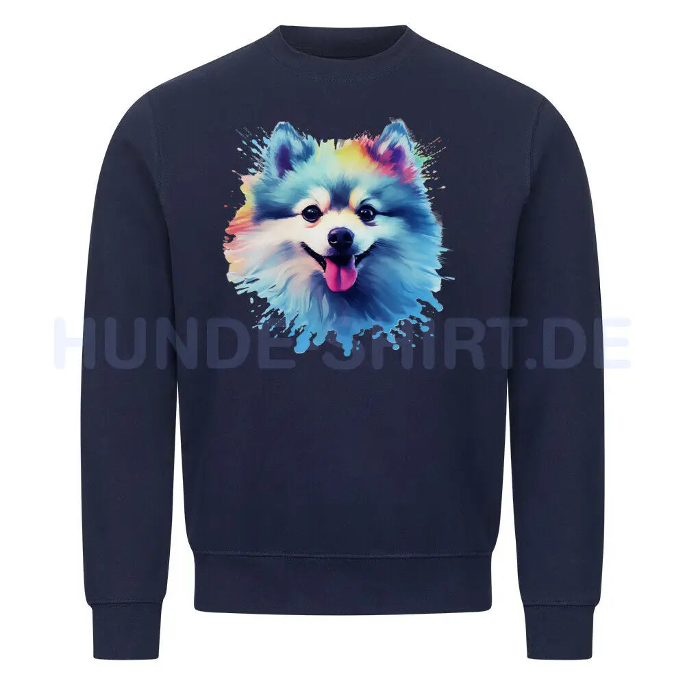 Premium Sweatshirt "Pomeranian Splash" Navy Blue – hunde-shirt.de