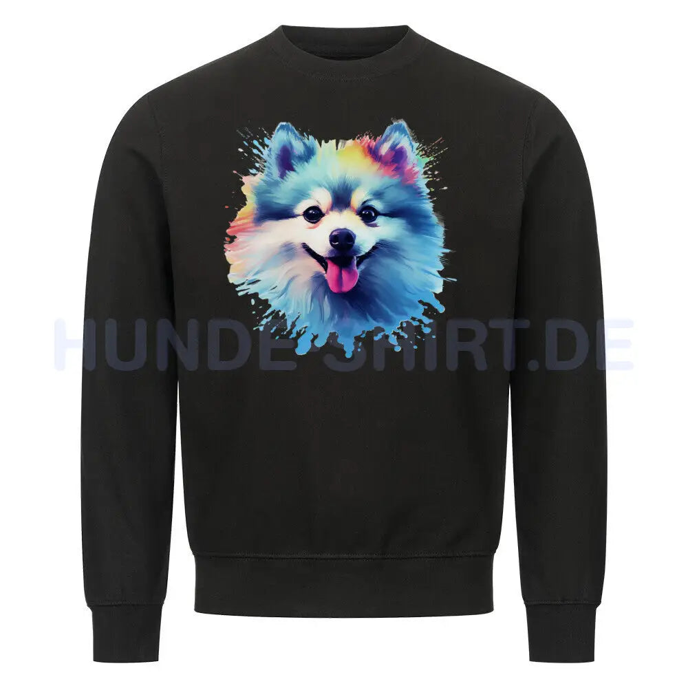 Premium Sweatshirt "Pomeranian Splash" Schwarz – hunde-shirt.de