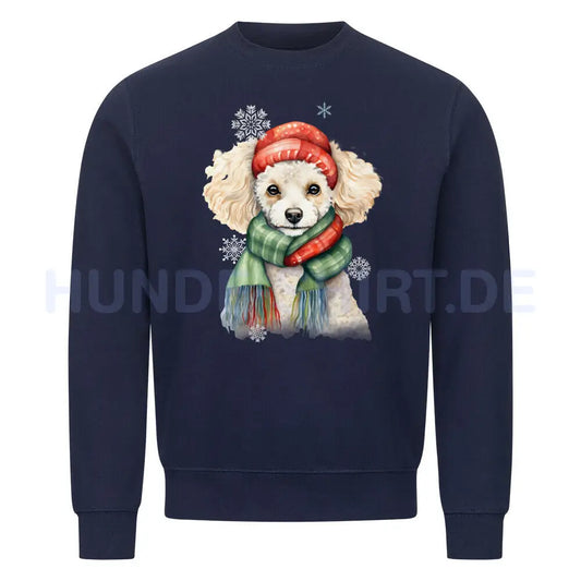 Premium Sweatshirt "Pudel Winter" Navy Blue – hunde-shirt.de