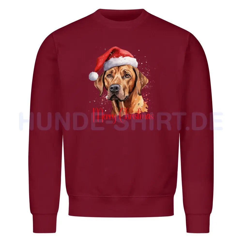 Premium Sweatshirt "Rhodesian Ridgeback - Merry Christmas" Burgunder – hunde-shirt.de