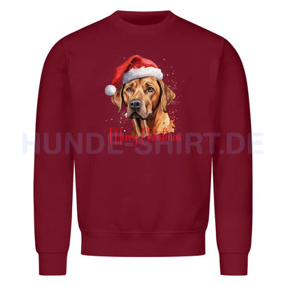 Premium Sweatshirt "Rhodesian Ridgeback - Merry Christmas" Burgunder – hunde-shirt.de