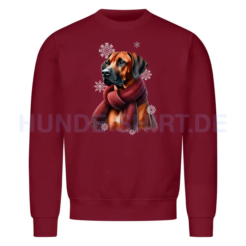 Premium Sweatshirt "Rhodesian Ridgeback Winter" Burgunder – hunde-shirt.de