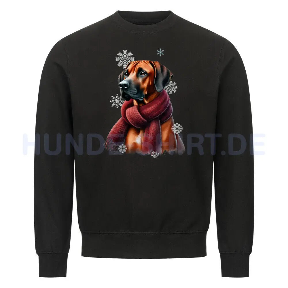 Premium Sweatshirt "Rhodesian Ridgeback Winter" Schwarz – hunde-shirt.de