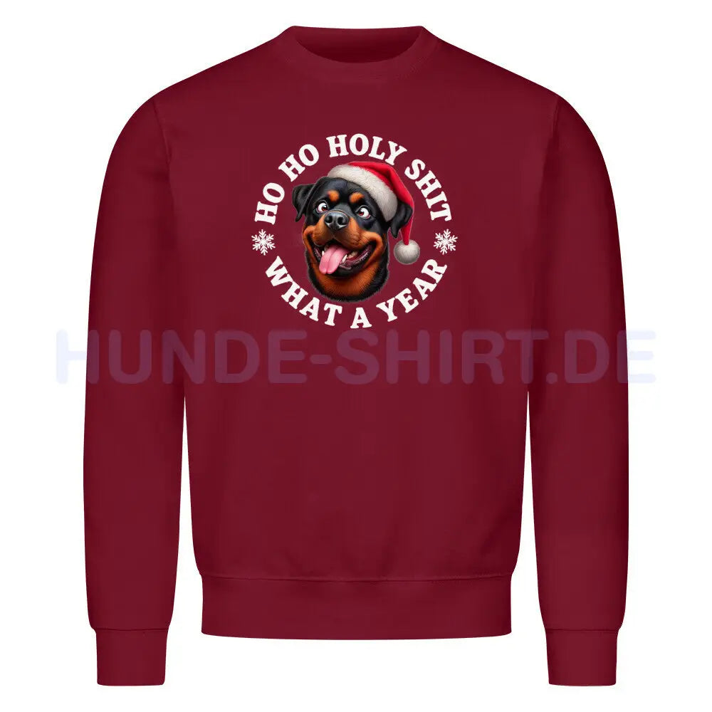 Premium Sweatshirt "Rottweiler - HO HO..." Burgunder – hunde-shirt.de