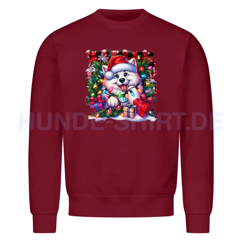 Premium Sweatshirt "Samoyed - Funny Christmas" Burgunder – hunde-shirt.de