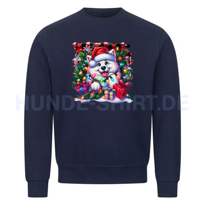 Premium Sweatshirt "Samoyed - Funny Christmas" Navy Blue – hunde-shirt.de