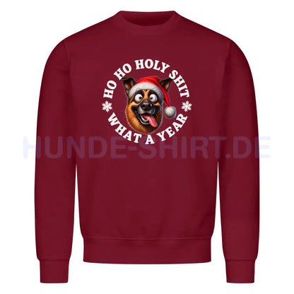 Premium Sweatshirt "Schäferhund - HO HO..." Burgunder – hunde-shirt.de