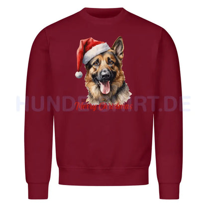 Premium Sweatshirt "Schäferhund - Merry Christmas" Burgunder – hunde-shirt.de