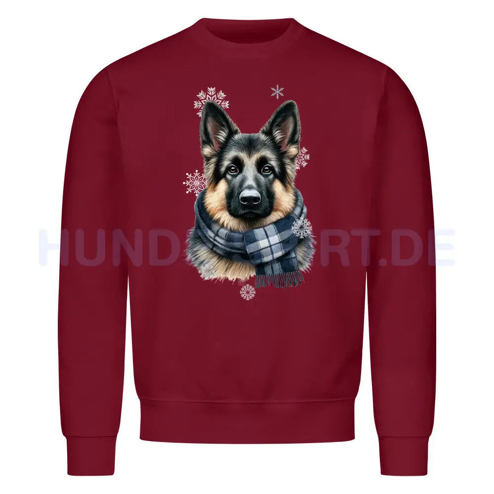 Premium Sweatshirt "Schäferhund Winter" Burgunder – hunde-shirt.de