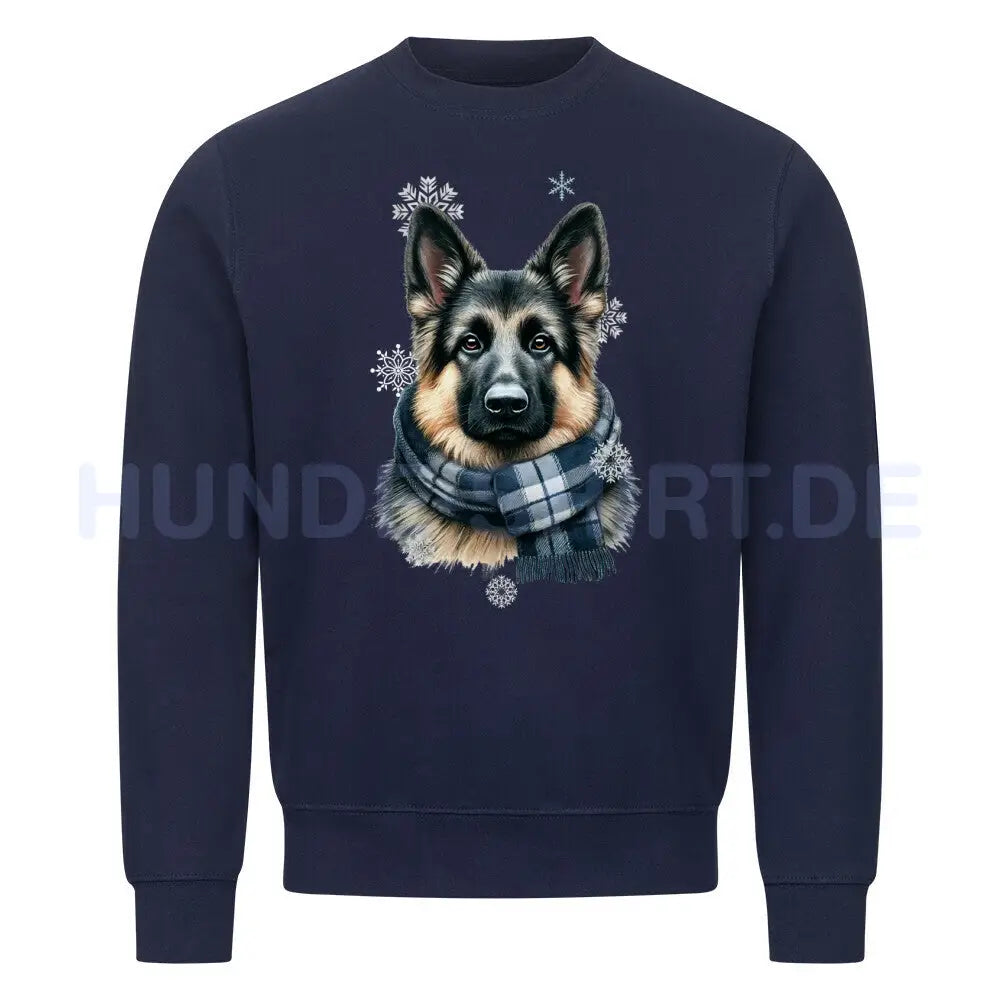 Premium Sweatshirt "Schäferhund Winter" Navy Blue – hunde-shirt.de