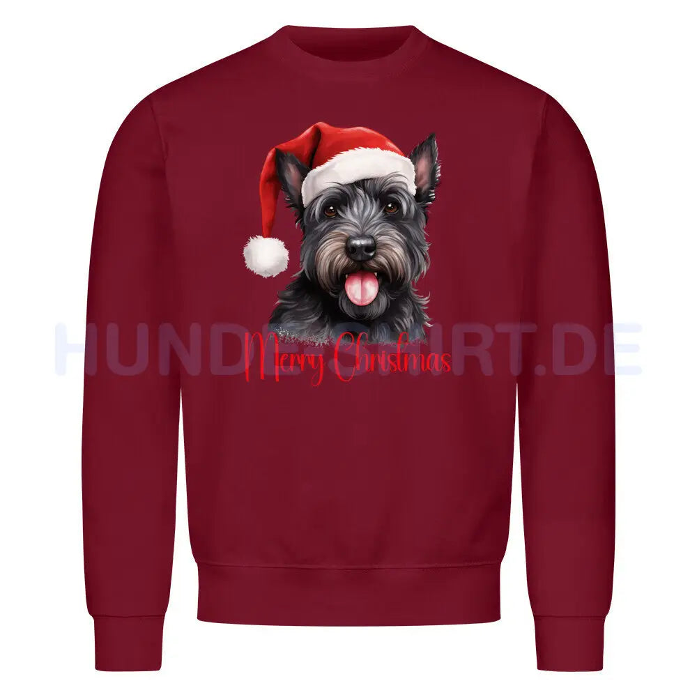 Premium Sweatshirt "Scottish Terrier - Merry Christmas" Burgunder – hunde-shirt.de