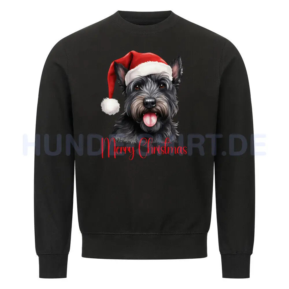 Premium Sweatshirt "Scottish Terrier - Merry Christmas" Schwarz – hunde-shirt.de