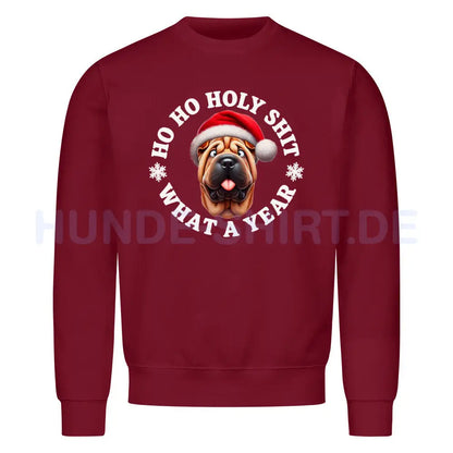 Premium Sweatshirt "Shar Pei - HO HO..." Burgunder – hunde-shirt.de