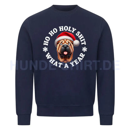 Premium Sweatshirt "Shar Pei - HO HO..." Navy Blue – hunde-shirt.de