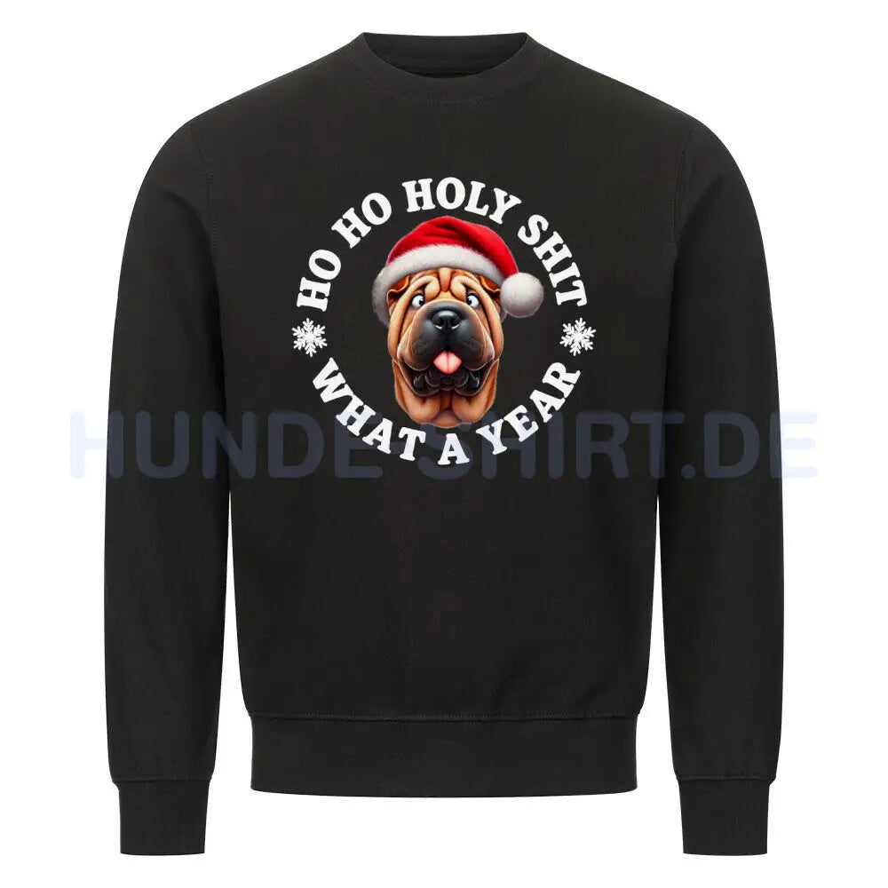 Premium Sweatshirt "Shar Pei - HO HO..." Schwarz – hunde-shirt.de